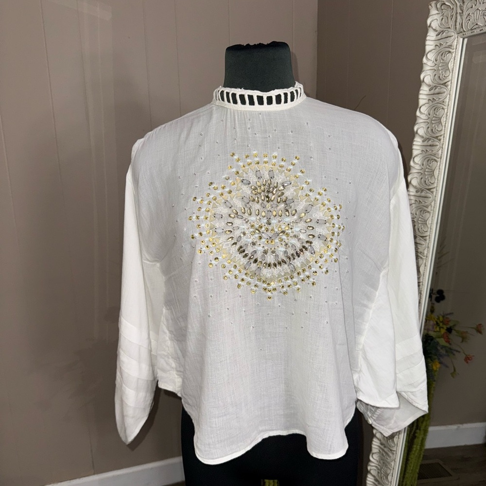 Free People • Heart of Gold Button Back Cotton Blouse - Picture 6 of 16